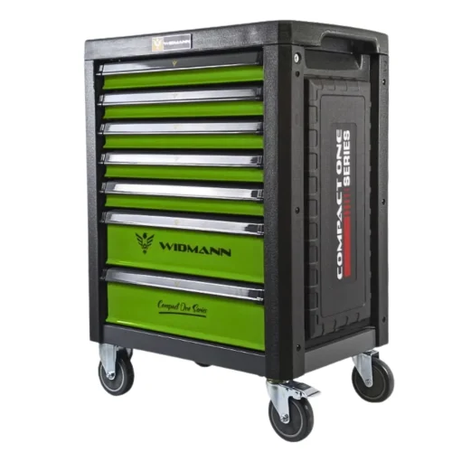 Servante Atelier Widmann Compact One – Plateau Inox 6 Tiroirs Pleins – Vert -272 Outils- CRV