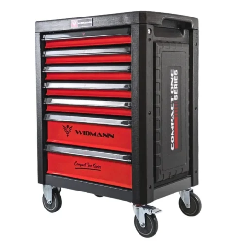Servante Atelier Widmann Compact One – Plateau Inox 6 Tiroirs Pleins – Rouge -272 Outils- CRV