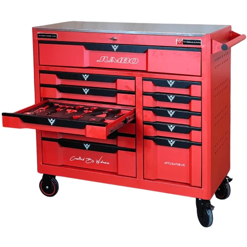 Servante D’Atelier Widmann Jumbo Top – 12 Tiroirs – Rouge- 274 Outils