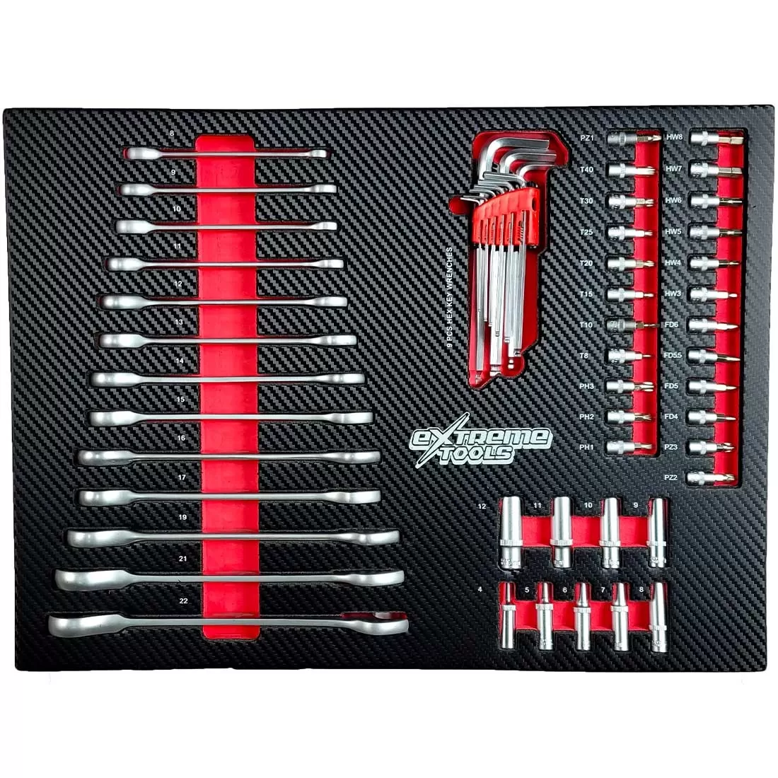 SERVANTE D’ATELIER EXTREME TOOLS 6/4 ROUGE 162 OUTILS – Image 2