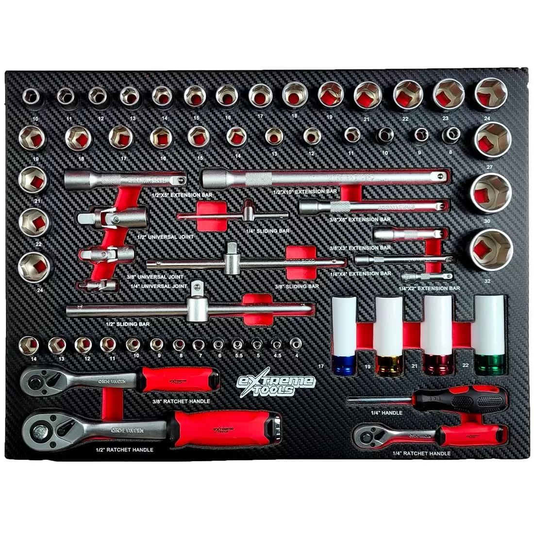 SERVANTE D’ATELIER EXTREME TOOLS 6/4 ROUGE 162 OUTILS – Image 3